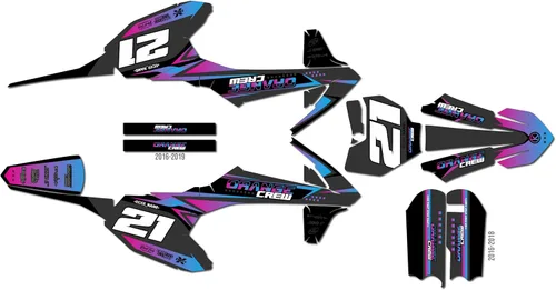 Vista 13 de Kit de gráficos para Ktm 50SX (2020-2023) Serie OG-CREW Cyan 09 Mil - Adhesivos para motocicleta Dirt Pit Bike Motocicleta, accesorios de motocross