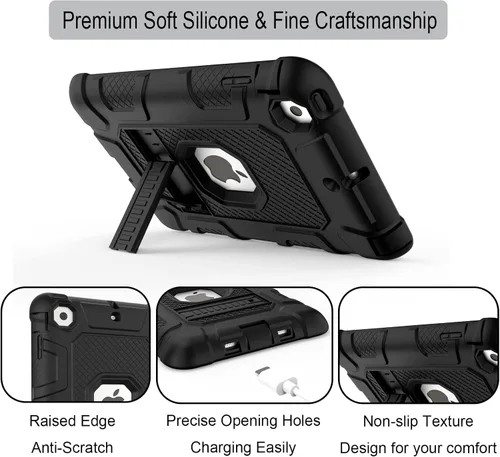 Vista 5 de TIMISM Funda para iPad mini, iPad mini 2, funda para iPad mini 3 con soporte resistente, 3 en 1, resistente a prueba de golpes, híbrida de tres #04