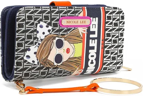Vista 2 de Nicole Lee Mini cartera de color y estilo con impresión exclusiva y pulsera desmontable y bloqueo RFID