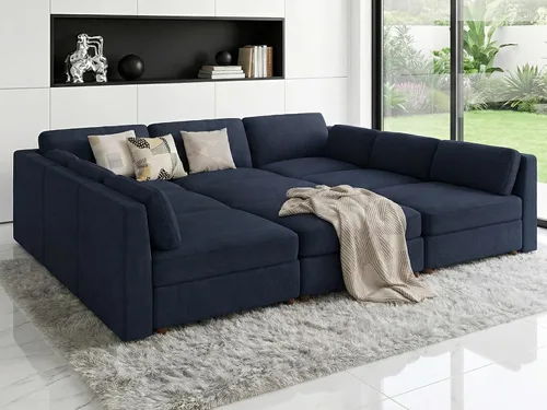 Vista 45 de CUGOAO Sofá biplaza extragrande de 83.5 pulgadas, sofás para sala de estar, sofá nube de felpilla de asiento profundo, sofá modular seccional, funda