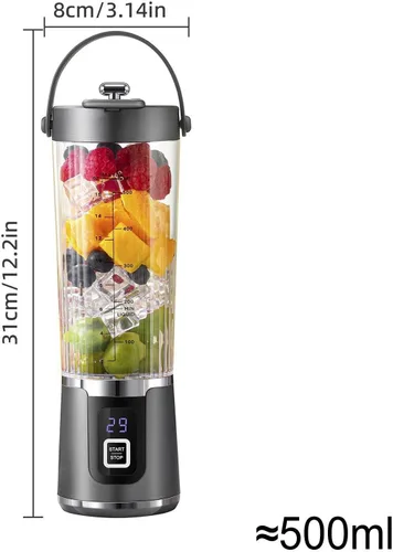 Vista 6 de Licuadora personal para batidos Pantalla LED 16.9 fl oz Juicer compacto