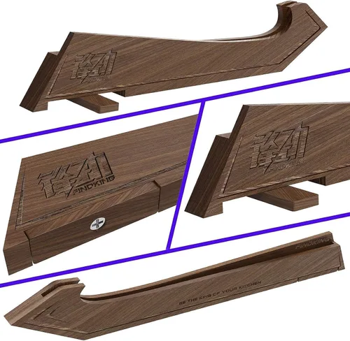 Vista 5 de FINDKING Dynasty Series - Cuchillo de jamón de acero revestido de 12 pulgadas y protector de bordes magnético de nogal