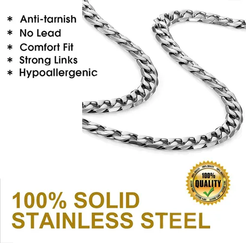 Vista 5 de Collar de candado de acero inoxidable para hombre y mujer, gargantilla de plata de 16 a 20 pulgadas