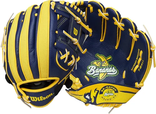 Vista 6 de Wilson A200 - Guantes de béisbol para jóvenes Real/Rojo/Amarillo