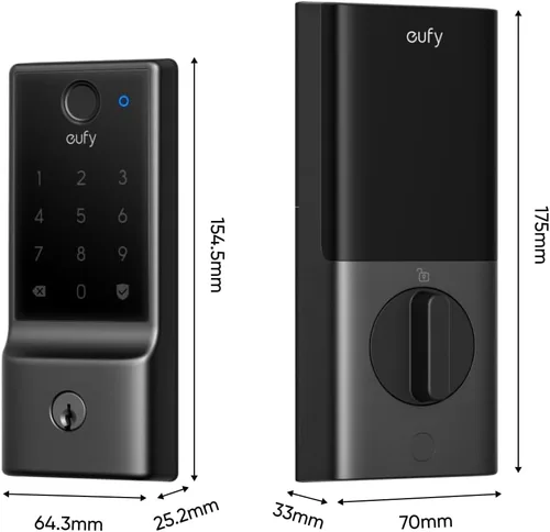 Vista 7 de eufy Smart Lock E31, cerradura inteligente para puerta con entrada sin llave y huella dactilar compatible con el ecosistema Apple Home, para puerta