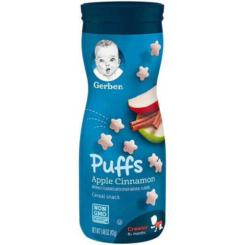 Vista 3 de Gerber Baby Snacks Puffs, manzana y canela, 1.48 onzas (paquete de 6)