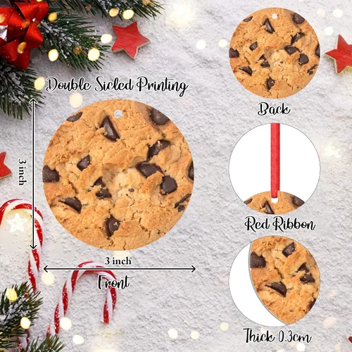 Vista 2 de Adorno de Navidad de galleta de chocolate, colgante de comida, decoración colgante de árbol, divertido adorno de cerámica de Nochebuena para amigos
