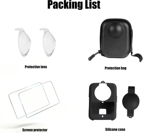 Vista 6 de PellKing Kit de accesorios para DJI Osmo 360, incluye protector de lente/funda de cámara/protectores de pantalla/cubierta protectora de silicona