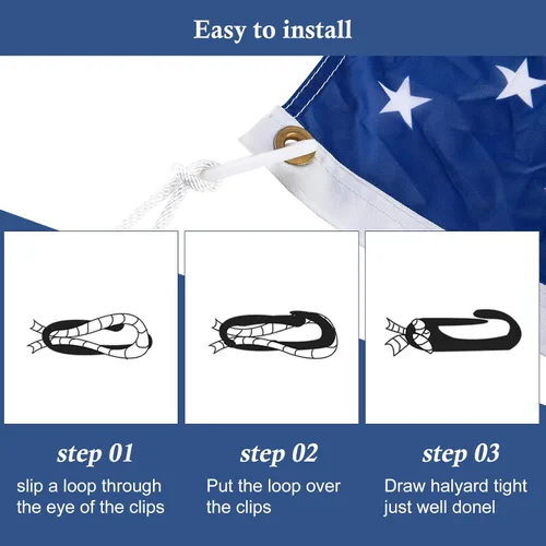 Vista 4 de NQ Ganchos de nailon duradero para asta de bandera, accesorio para mástil de bandera – Fija ganchos de banderas a la cuerda del patio y abrocha