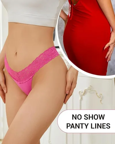 Vista 2 de Tangas para mujer, calzones de encaje sin costuras, ropa interior invisible, paquete de 6