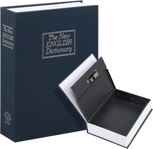 Vista 13 de KYODOLED - Caja fuerte con forma de libro, con cerradura de combinación, caja portátil de seguridad secreta, para ocultar dinero, metálica