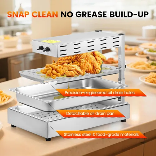 Vista 4 de Dyna-Living Calentador de papas fritas – 3 niveles de altura ajustable calentador de papas fritas comercial 10L encimera de papas fritas lámpara