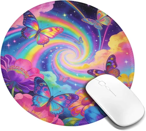 Vista 33 de Alfombrilla de mouse redonda de dibujos animados de 7.9 pulgadas, alfombrilla antideslizante para escritorio de oficina, accesorios de escritorio