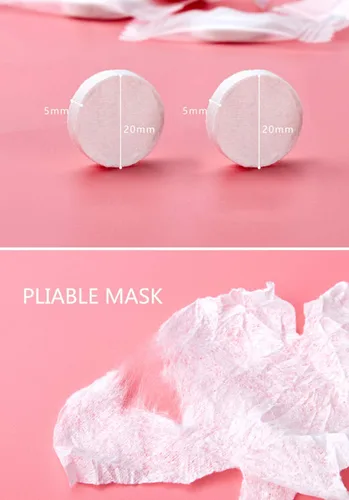 Vista 7 de DIY 100 piezas comprimido desechable de algodón facial hoja grano cuidado de la piel seco máscara papel para el hogar viajes