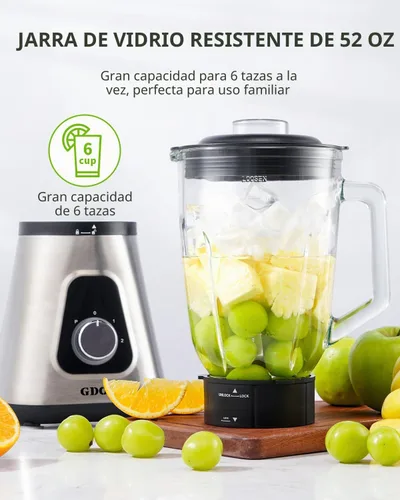 Vista 5 de GDOR Batidora de batido para cocina, licuadora de vidrio de 1200 W con combo de taza para llevar