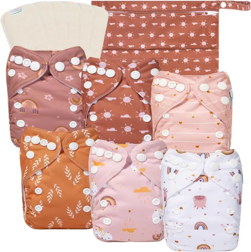 Vista 10 de babygoal Pañales de tela para recién nacidos, paquete de 13 unidades para niños prematuros de 5-12 libras, 6 unidades con 6 insertos y bolsa