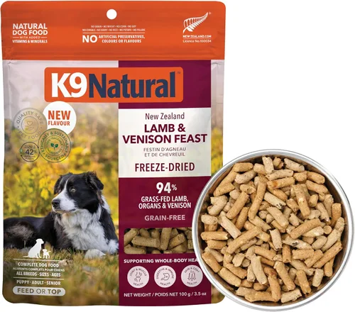 Vista 17 de K9 Natural Carne Liofilizada para Perros, Comida Completa Natural de Alta Carne o Aditivo para Comida para Perros, Carne Alimentada con Pasto