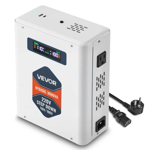 Vista 10 de VEVOR Convertidor de Voltaje Reductor, 2000VA, Convertidor de Energía de Voltaje de Servicio Pesado, Transformador de Energía de 220V a 110V, con 2