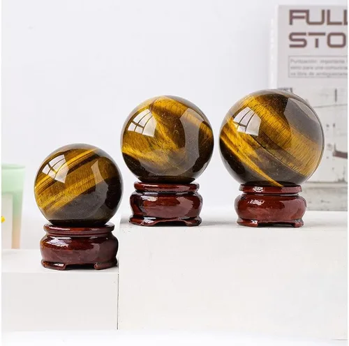 Vista 8 de Bola esférica de cristal curativo de ojo de tigre natural para reiki equilibrio, meditación, decoración del hogar y la oficina