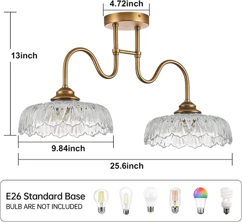 Vista 6 de HDDFL Candelabro de cristal colgante de techo 2 luces lámpara colgante para dormitorio sala de estar Mater sala pasillo