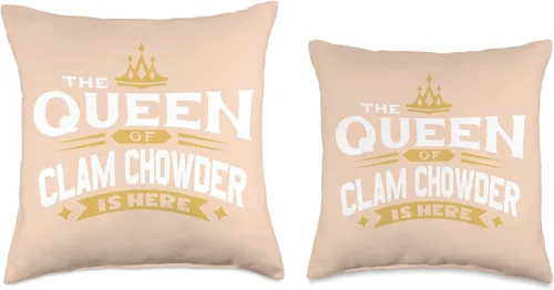 Vista 3 de Clam Chowder Chowdah Boston Accessories The Queen of Clam Choerringbone is Here, almohada de 16 x 16 pulgadas, multicolor