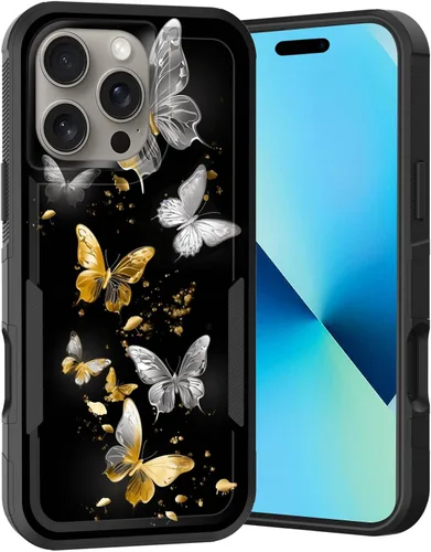 Vista 75 de Funda para iPhone Air, doble capa híbrida resistente resistente a prueba de golpes de policarbonato duro + funda protectora de silicona suave