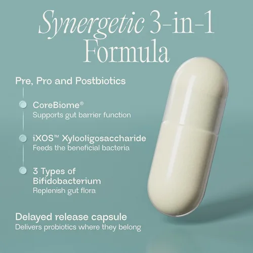 Vista 3 de BIOMA Probióticos - Probiótico para la salud digestiva - Apoyo intestinal para hombres y mujeres con xilooligosacáridos, tributirina