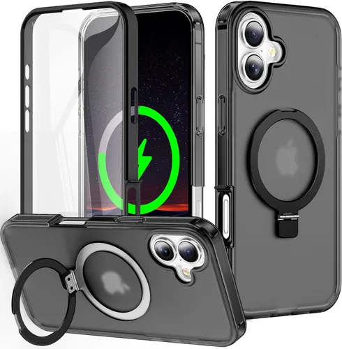 Vista 29 de Funda de cuerpo completo a prueba de golpes para iPhone 13 Pro con soporte magnético invisible [compatible con MagSafe] protector de pantalla