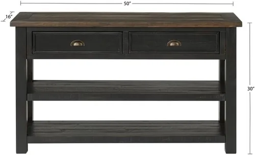Vista 3 de Martin Svensson Home Mesa consola de sofá de madera maciza, color negro con tapa marrón
