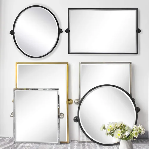 Vista 9 de TEHOME Botiquín de Medicina de Baño Empotrado con Marco de Metal Dorado con Espejo Biselado Rectangular Inclinable Espejos de Tocador para Pared 16