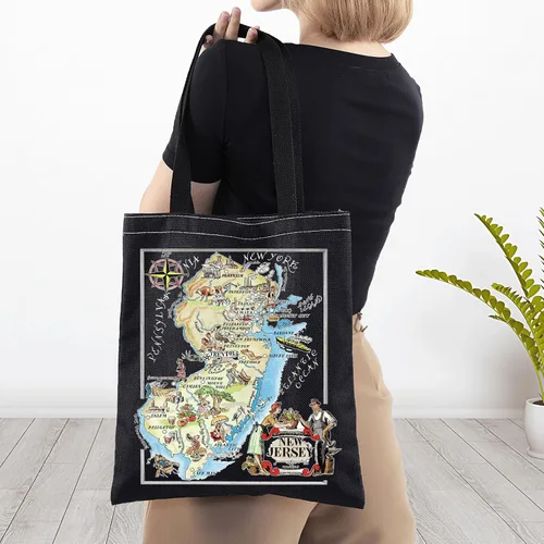 Vista 5 de BWWKTOP Jersey State Tote Bag - Bolsas reutilizables para recuerdos y viajes