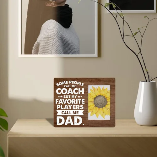 Vista 4 de Zauly Marco de fotos de madera para papá entrenador regalo de hija e hijo, mis jugadores favoritos Call Me Dad Marco de fotos de madera regalos