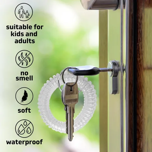 Vista 5 de Muñequera espiral flexible de plástico suave transparente para gimnasio, piscina, sauna (2550 unidades)