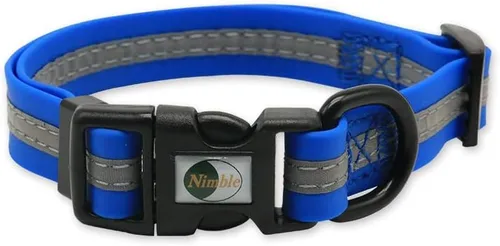 Vista 22 de NIMBLE Collar de perro impermeable para mascotas, ajustable, reflectante, duradero, flexible, de nailon con revestimiento de polímero, collares