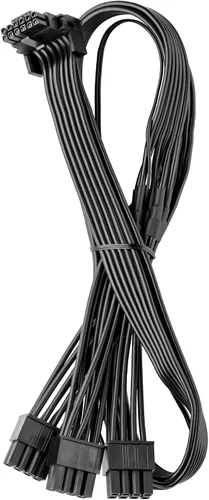 Vista 4 de CableMod Basics C-Series 12VHPWR Cable PCI-e de 90 grados StealthSense para Corsair - Variante A (negro, 16 pines a doble 8 pines, 23.6 in)