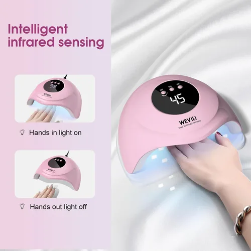 Vista 4 de WEVILI Lámpara de uñas LED UV, secadora de uñas de 72 W para esmalte de gel con 24 cuentas LED, 3 temporizadores, lámpara de uñas profesional