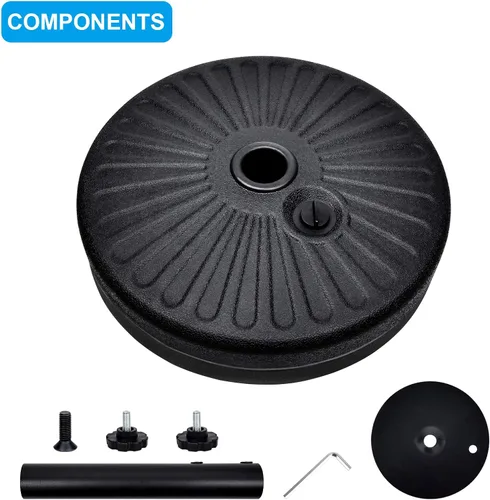 Vista 5 de Simple Deluxe - Base resistente para sombrilla de patio de 20" con soporte de acero, rellenable con agua, para exteriores, césped, jardín, redonda