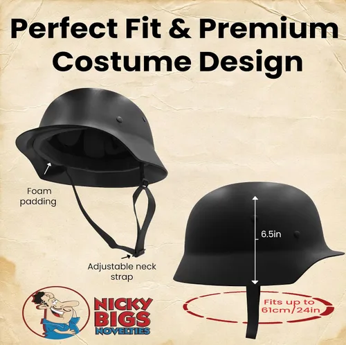 Vista 3 de Nicky Bigs Novelties WW2 M35 - Casco de plástico del ejército alemán Stahlhelm, accesorio para disfraz de Halloween, casco alemán, sombrero