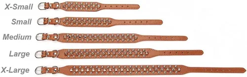 Vista 8 de Collar ajustable de piel sintética con remaches de clavos para gatos, cachorros y perros.