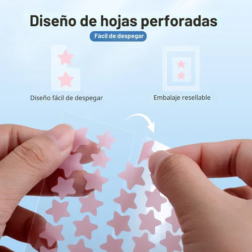 Vista 6 de QUSTERE Parches para espinillas para la cara, parches hidrocoloides para el acné, lindas cubiertas de espinillas con forma de estrella, pegatinas