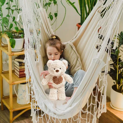 Vista 7 de Oso de Peluche de 34,8 cm con Corazón, Lindo Oso de Peluche de Felpa para Niñas y Niños (Beige)