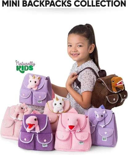 Vista 7 de Naturally KIDS Mini mochila de dinosaurio - Mochila muy pequeña para niñas y niños - Juguetes de dinosaurio para niños de 3 a 5 años - Mochila