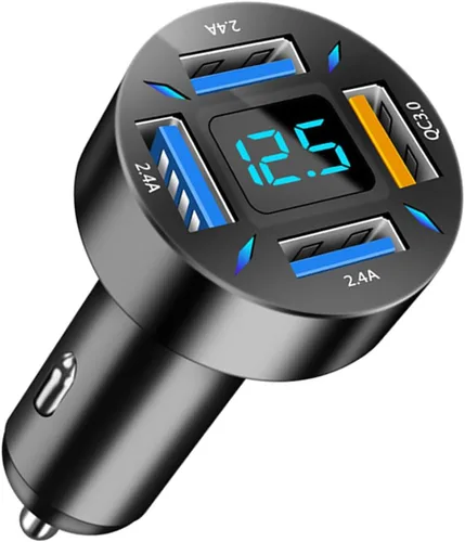 Vista 9 de Ankuee Cargador de coche USB de 4 puertos, carga súper rápida de 66 W con QC 3.0, PD 20 W y adaptador de cargador USB 2.4A, carga rápida con 2 pzas