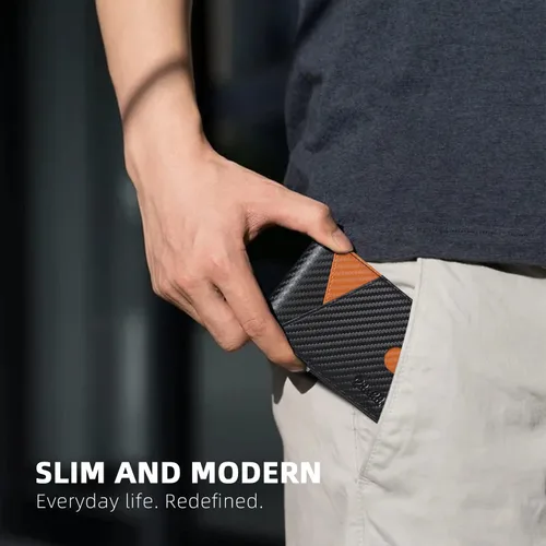 Vista 57 de Zitahli - Billeteras delgadas RFID para hombres, billetera de cuero flexible con clip de dinero, cartera minimalista con bolsillo frontal