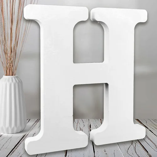 Vista 11 de AOCEAN Letras de madera blanca de 8 pulgadas, letras de madera sin terminar para pared, letras decorativas de pie en rodajas, decoración de tablero