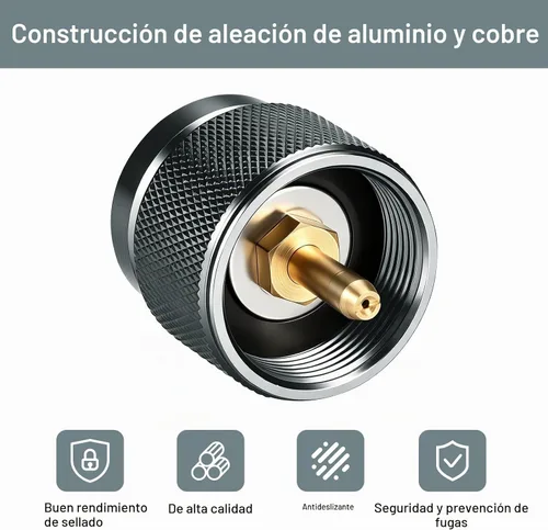 Vista 2 de Adaptador de estufa de camping 1 Lb Entrada de tanque pequeño de propano EN417 Cilindro de salida de válvula lindal LPG Adaptador de Adaptador 1