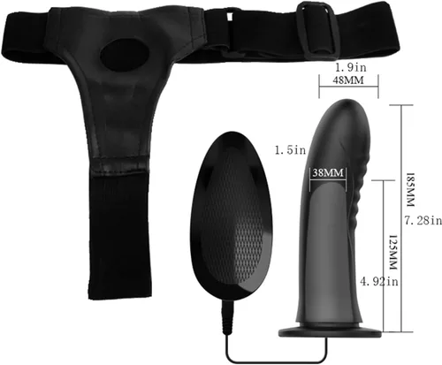 Vista 2 de Arnés sexual con correa, consolador vibrador de silicona para hombres y adultos, juguete sexual con control remoto con cable (no para mujeres)