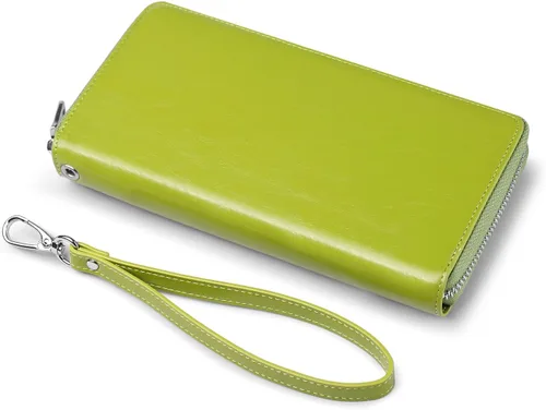 Vista 5 de JEEBURYEE Carteras para mujer con bloqueo RFID de cuero con cremallera alrededor de la cartera de viaje