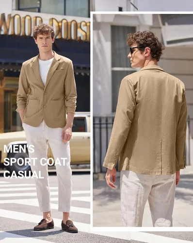 Vista 4 de COOFANDY Men's Casual Linen Sport Coat Lightweight Travel Blazer Modern Suit Jacket