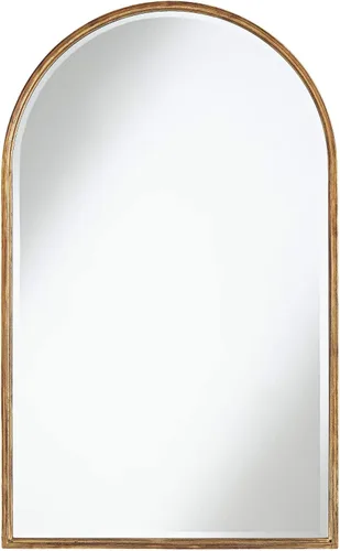 Vista 2 de Uttermost Clara - Espejo de pared decorativo con parte superior arqueada, marco de metal dorado brillante, borde redondeado, vidrio biselado de 24